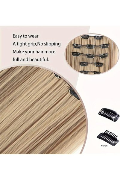 GENERAL Invisible Clip-In Hair Extensions – 24" Jet Dark Gray Straight Seamless Wefts for Natural Volume & L