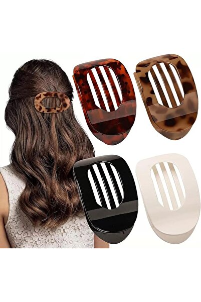 GENERAL Flat Claw Clips, 4 Pack Curved Non-Slip Hair Clips for Sleeping & Dri...
