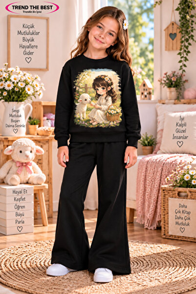 TREND THE BEST Trendin En İyisi Winter, Spring, and Autumn Girls' Black Spani...