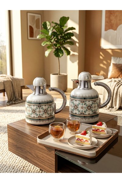Generic طقم ترامس ضيافة شاي و قهوة استيل 600 مل +1 لتر بتصميم فاخر وعصري لجلس...