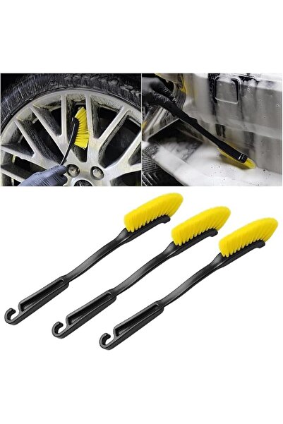 GENERAL Car Wheel Rim & Engine Detailing Brush Set (3-Piece) - Long Handle No...