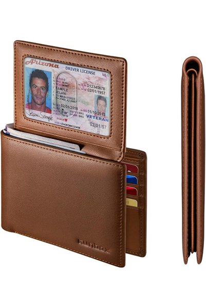 Runbox Genuine Leather Wallet for Men, Slim Rfid Blocking Bifold Mens Wallet,...