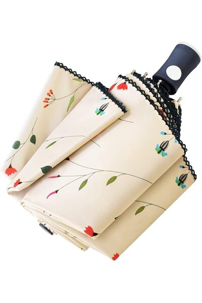 Generic Floral Print UV Protection Folding Umbrella for Women, Auto Open/Clos...