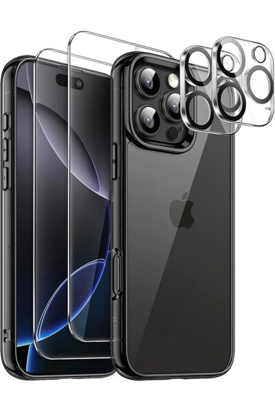 JETech غطاء حماية 5 في 1 لهاتف آيفون 16 برو ماكس، مضاد للاصفرار، شفاف