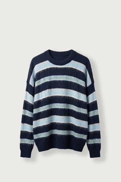 ablukaonline Men's Relax Fit Multi-Color Block Striped Knitwear Sweater Navy ...