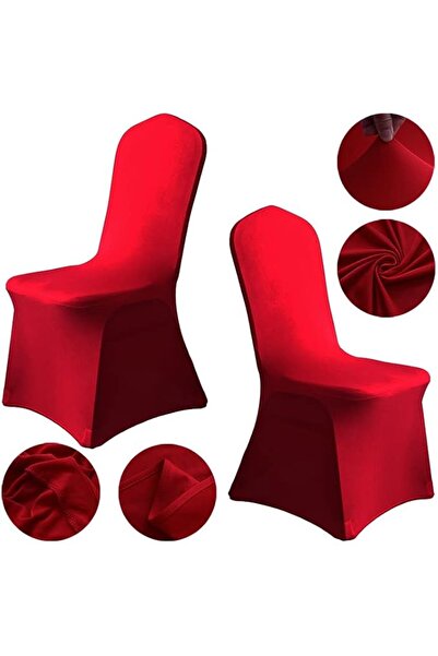 GENERAL 4 Pcs Red Chair Covers Polyester Spandex Chair Cover Stretch Slipcove...