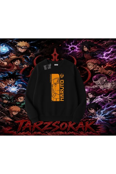 Tarzsokak Naruto Uzumaki Premium Anime Oversize Unisex Crew Neck Sweatshirt W...
