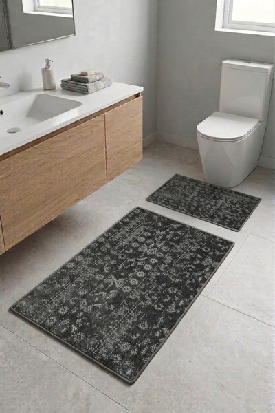 Ayduran Halı Modena Şönil Kilim Pamuk Tabanlı 2’li Banyo Paspas Takımı Lavabo...