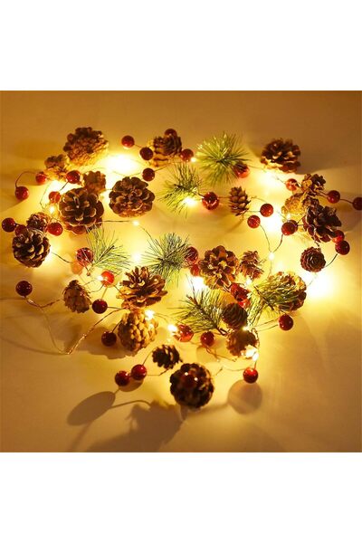 Beauenty Christmas Garland with Lights Battery Operated 9.8 Ft 60 LED Pinecon...