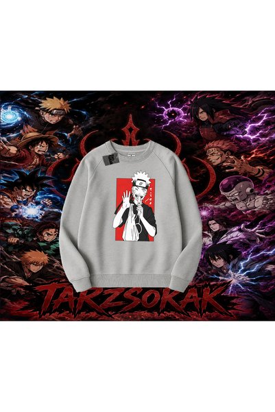 Tarzsokak Naruto Uzumaki Premium Anime Oversize Unisex Crew Neck Sweatshirt W...