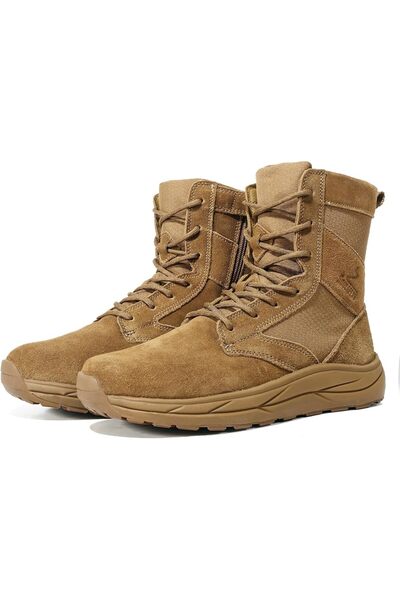 soulsfeng Men's Women's Tactical Boots Leather Lightweight Side Zipper Outdoo...
