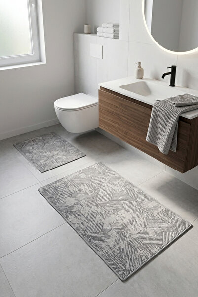 Ayduran Halı Modena Şönil Kilim Pamuk Tabanlı 2’li Banyo Paspas Takımı Lavabo...