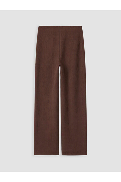 LC Waikiki Brown Women's Suede Look Trousers with Elastic Waist