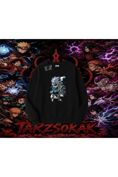 Tarzsokak Kakashi Hatake Naruto Anime Character Oversize Unisex Crew Neck Swe...