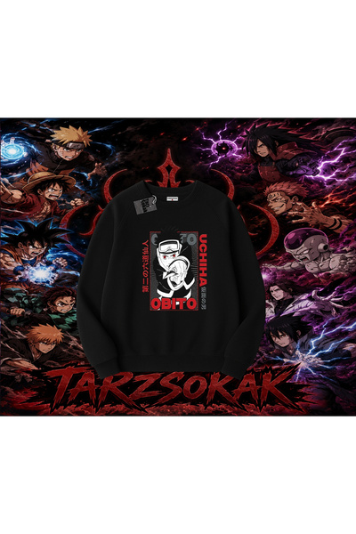 Tarzsokak Obito Uchiha Naruto Anime Character Oversize Unisex Crew Neck Sweat...