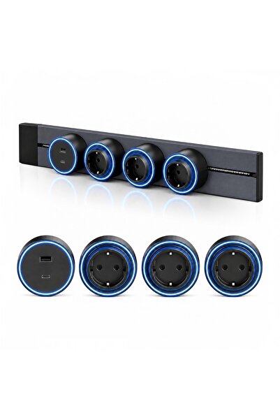 COBI SMART® Sistem priza mobila pe sina modulara, gri, 1 x stecher USB-A/USB-...