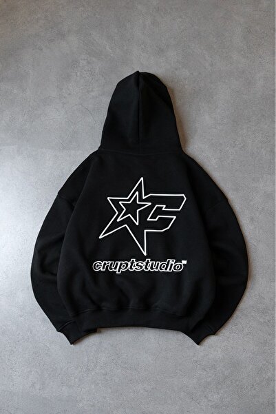 Crupt Studio Starfall Black Boxy Crop Men's Jacket Zip Hoodie