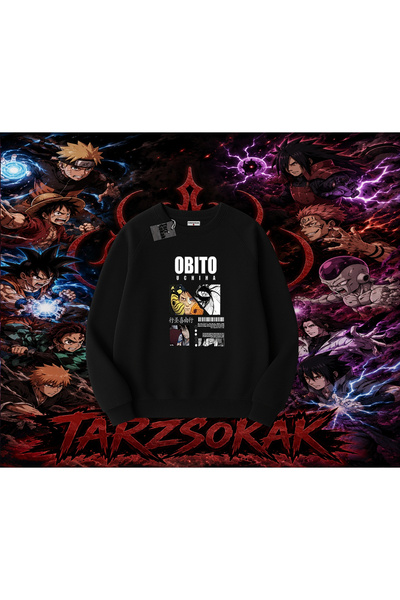 Tarzsokak Obito Uchiha Naruto Anime Character Oversize Unisex Crew Neck Sweat...