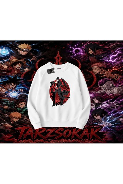 Tarzsokak Itachi Uchiha Naruto Anime Character Oversize Unisex Crew Neck Swea...