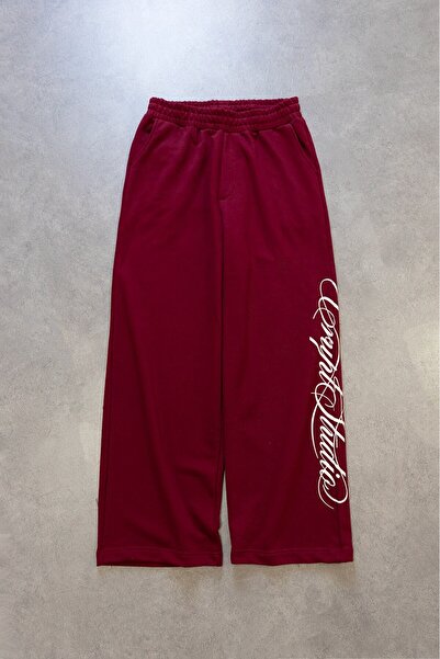 Crupt Studio Burgundy Chaos Script Super Baggy Sweatpants