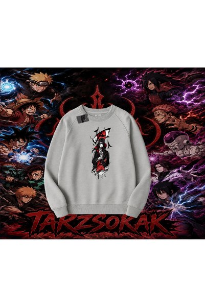 Tarzsokak Itachi Uchiha Naruto Anime Character Oversize Unisex Crew Neck Swea...