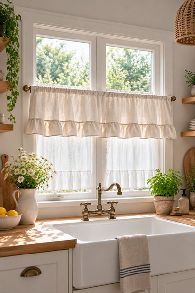 cotton maison Naturel Vintage Farbela Valans Perde - Karavan Tinyhouse Cotton Curtain