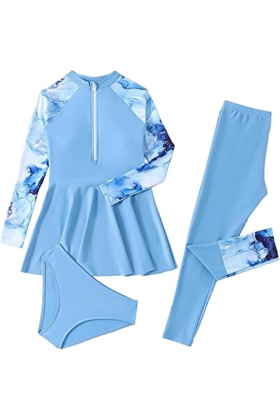 Generic Kids Girls 3 Piece Long Sleeve Swimsuit Quick Dry Sunscreen Swimming ...