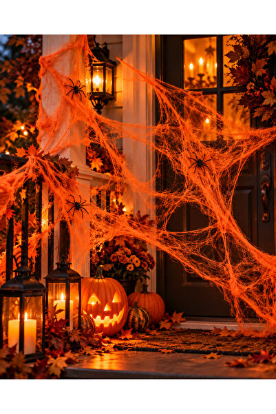 PARTİPORT Halloween Dekoratif Örümcek Ağı 20 Gr – Çekilerek Açılan Pamuk Görü...