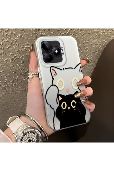 CHICASELUX Realme Note 50 Compatible Simple Striped Cute Black Cat Impact Wea...