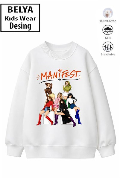 Belya Kids Wear Trend Model pentru copii, fete, Full Mold Oversize Manifest D...