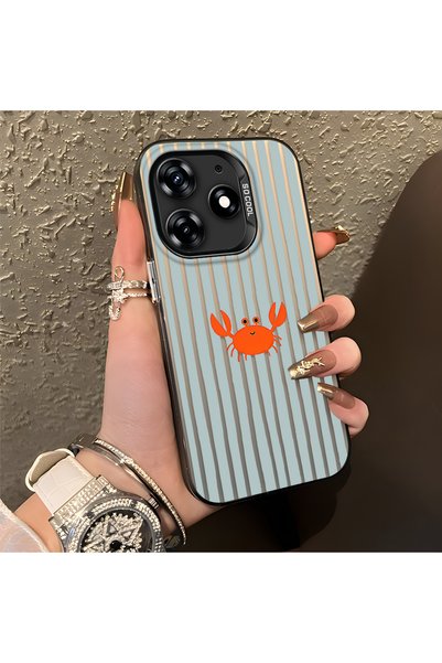 CHICASELUX Tecno Spark 10 Pro Compatible Simple Striped Cartoon Little Red Cr...