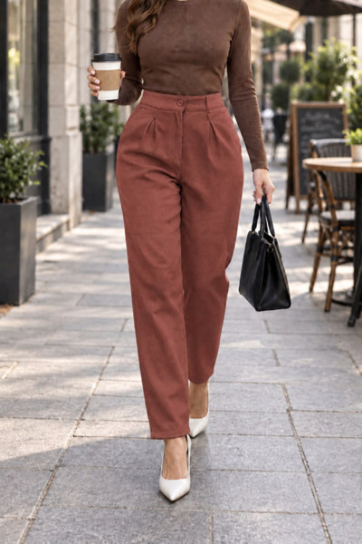 Kokosh moda Παντελόνι με ψηλή μέση και πιέτες, κομψό και μακρύ