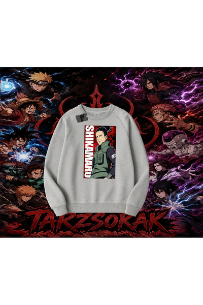 Tarzsokak Shikamaru Nara Naruto Anime Character Oversize Unisex Crew Neck Swe...