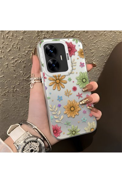 CHICASELUX Realme C55 Compatible Colorful Multicolor Daisy Plants Retro Hand ...