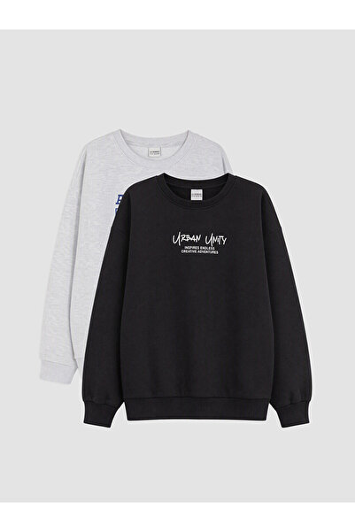 LC Waikiki Rmz Gi̇yi̇m Farkiyla 2-Pack New Roba Collar Boys' Sweatshirt