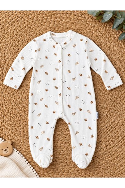 DEFNE LİNA BABY Newborn Baby Boy 100% Cotton Patterned 2-Piece Jumpsuit Set with Booties 3-6 Months