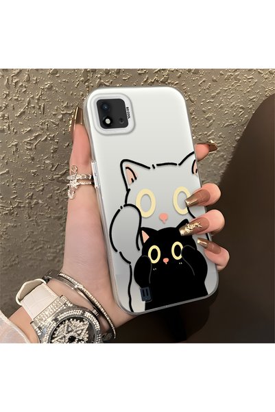 CHICASELUX Realme C11 2021 Compatible Simple Striped Cute Black Cat Impact We...