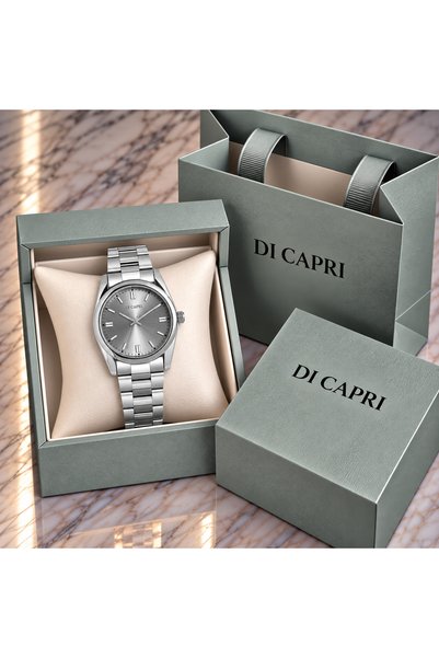 Generic Brand ساعة DI CAPRI رجالية فضية كلاسيكية LOOSTER TIME