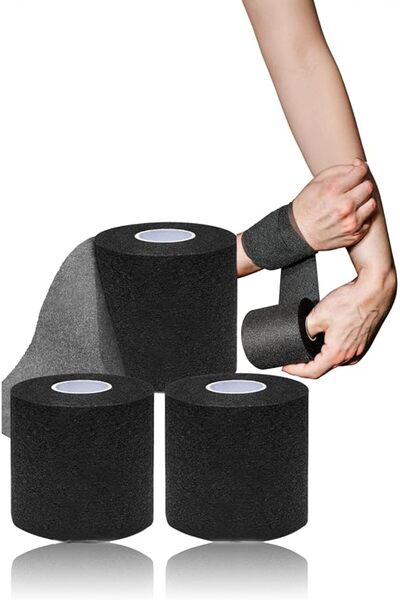 Sweet seven Sports Wrap Bundle: Black Prewrap Tape for Athletic Use, Hair Hea...