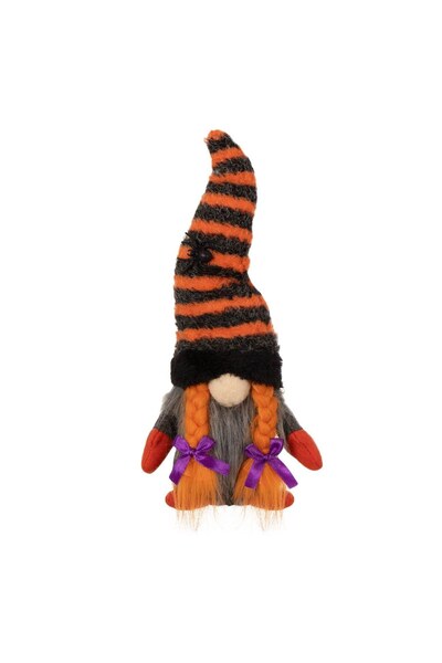DD SHOP Figurină decorativă gnome Halloween, căciulă neagră cu dungi portocal...