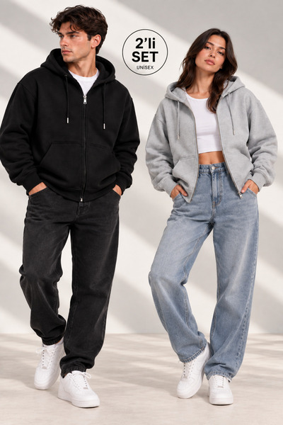 uyguntarz Unisex φούτερ με κουκούλα και φερμουάρ με 3 κλωστές, πακέτο πλεονέκ...