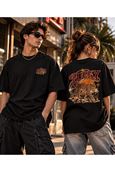 The Baski Μπλουζάκι Unisex με στάμπα Leopard Lucky Oversize – Μπλουζάκι Vinta...