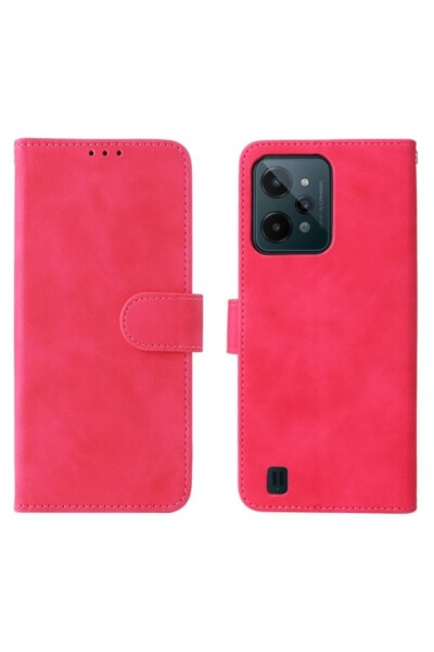 OEM Θήκη Πορτοφόλι με Βάση (με Όψη Δέρματος) για Realme C31 - Φούξια