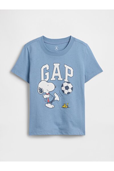 GAP Erkek Bebek Açık Mavi Peanuts Logo T-Shirt