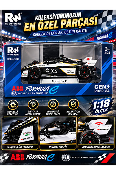 Jaguar TCS Formula E Gen3 1:18 Diecast Metal Model Araba Yarış Aracı