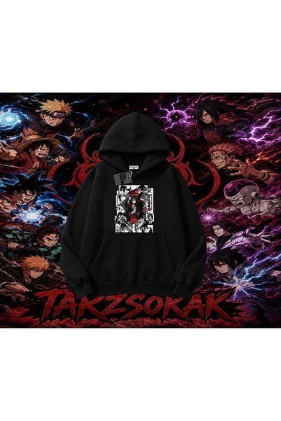 Tarzsokak Itachi Uchiha Naruto Anime Character Oversize Unisex Hooded Sweatsh...