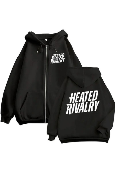 Vordevia Heated Rivalry Printed 3 Yarn Zipper Cardigan Embossed Oversize