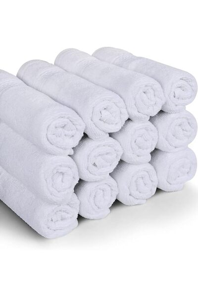 Habbaa Quick-Dry Bath Towel, 100% Cotton, White (30x30 cm, 1, pcs)