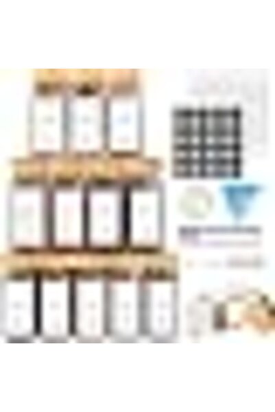 Generic Yoawllty Glass Spice Jars,Empty Square Spice Containers with Bamboo L...