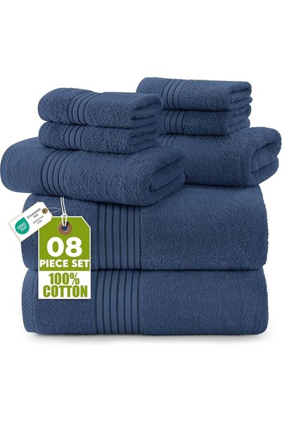 Utopia Towels مجموعة مناشف فاخرة 700 جرام/متر مربع، 8 قطع؛ 2 مناشف استحمام، 2...